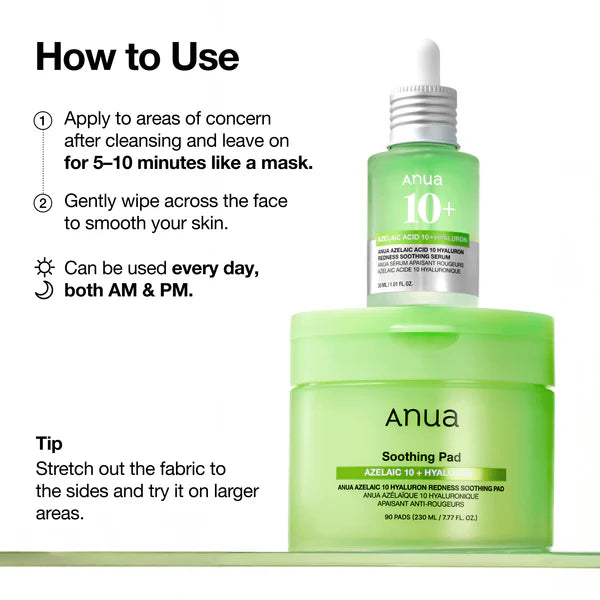 Azelaic 10 Hyaluron Redness Soothing Pad - Anua