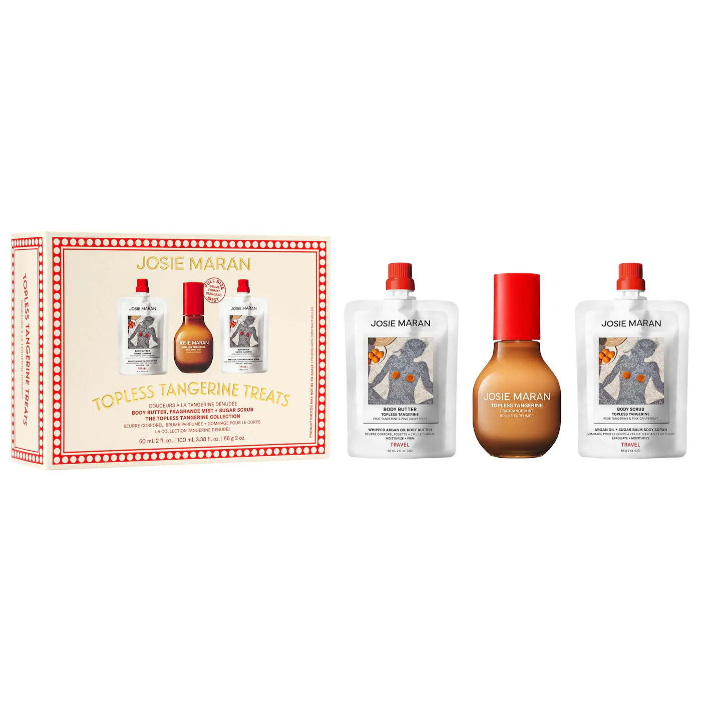 Josie Maran Topless Tangerine Treats Body Butter, Fragrance Mist, Sugar Scrub Gift Set – JOSIE MARAN