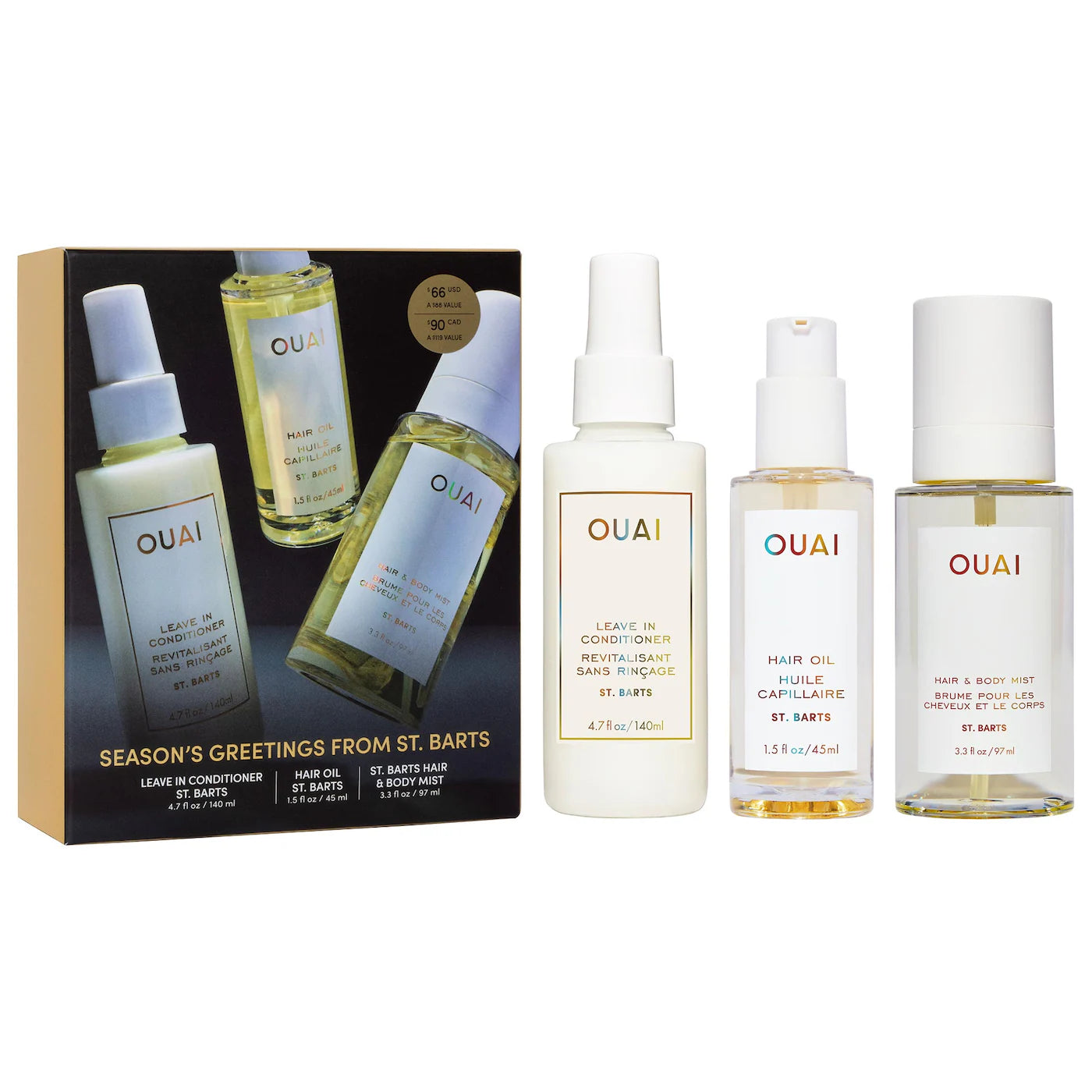 OUAI St. Barts Hair &amp; Body Mist, Leave In Conditioner &amp; Hair Oil Gift Set – OUAI