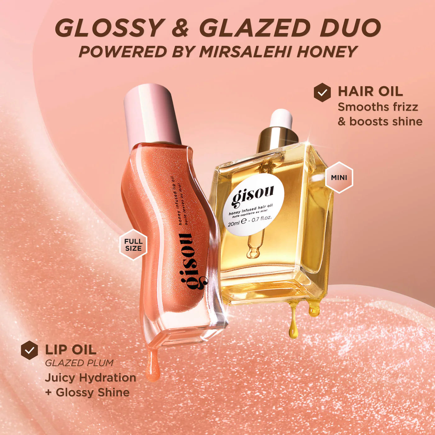 Gisou Glossy &amp; Glazed Hair &amp; Lip Oil Gift Set – GISOU